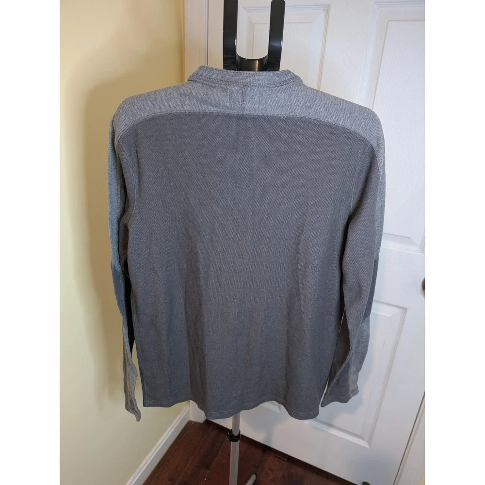 Rock & Republic Henley Shirt Mens XL Grey Waffle Knit Colorblock Long Sleeve